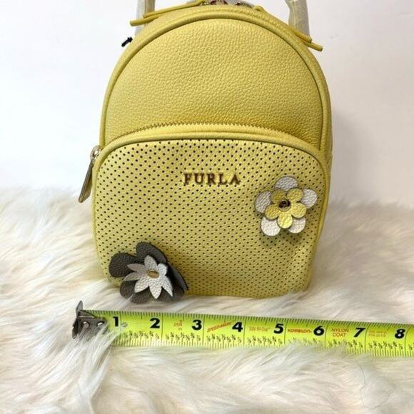 Furla Frida Yellow Leather Floral Appliqué Mini Backpack New with tag - Picture 9 of 11
